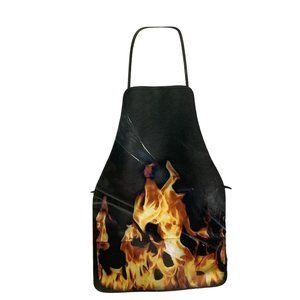 BBQ Time Barbecue Apron Fire Flame Print 19" x 27.5"  One Size Fits Most